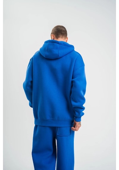 Mbb E-ticaret Erkek 3 İplik Oversize Kapşonlu Basic Sweatshirt Hoodie - Mavi