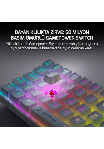 Gamepower Lyra Rgb 60m 62tuş Beyaz Mekanik Kablolu Red Switch Ckckgmp0017