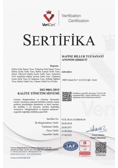 Kabinet Yumşatma Sistemi Billur Tablet Tuzu 25 Kg