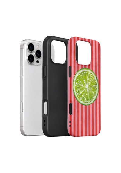 Apple iPhone Uyumlu 16 Pro Max Vorian Çift Katmanlı Kılıf Lime Slice Pop