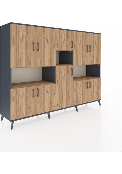 Hyperion Dolap 14 Raflı 10 Kapaklı 220x44x163 Antrasit-çam Atlas Çam - Antrasit Hyperion Dolap 14 Raflı 10 Kapaklı 220x44x163 Antrasit-çam Atlas Çam - Antrasit