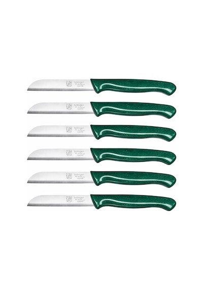 6&apos Lı Tırtıklı Meyve Bıçağı Seti, Paslanmaz Çelik, Ergonomik Kaymaz Sap, Ultra Keskin, Meyve Ve Sebze İçin, 18 Cm Yeşil