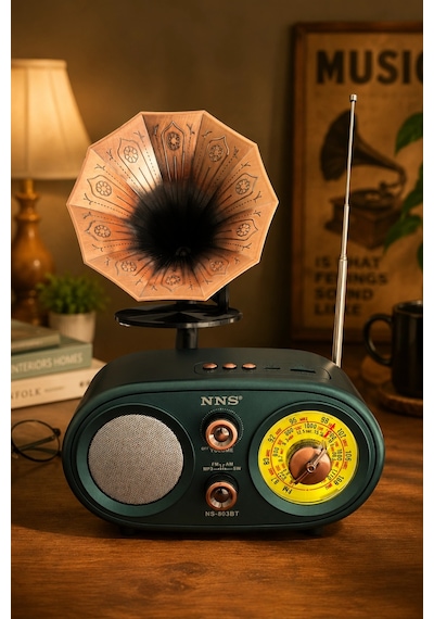 Nns Ns-803bt Yeşil Retro Radyo Bluetooth Hoparlör Usb Tf Kart Şarjlı Nostaljik Radyo