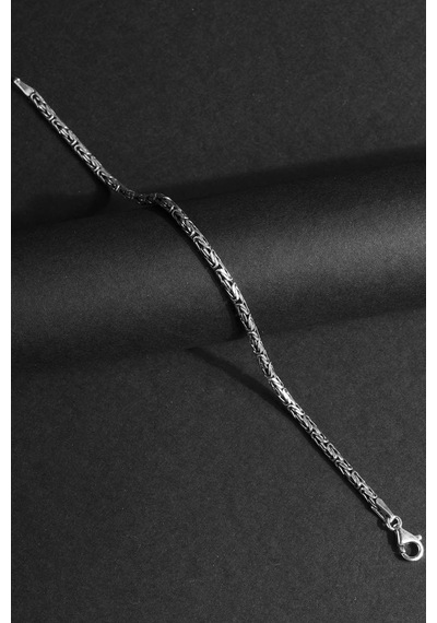Yuvarlak Kral Model Gümüş 3,30 Mm Genişlik Bileklik 19 Cm Gümüş