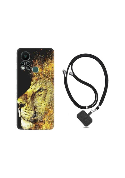 Infinix Hot 11S Kılıf İpli Boyun Askılı Desenli Silikon Leon 1323