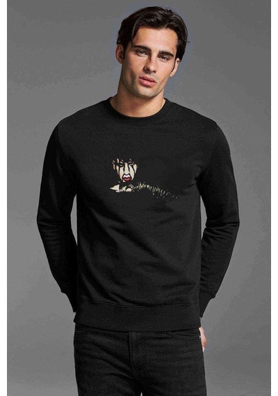 Marilyn Manson 2017 Music Baskılı Siyah Erkek Örme Sweatshirt