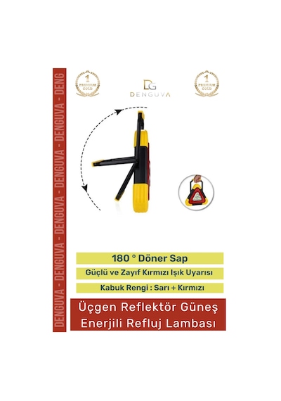 Reflujlamba Abs Şarjlı Usb Lityum Pil 25w Sarı Kırmızı 180 Döner Saplı Refluj Araba Oto Lambası
