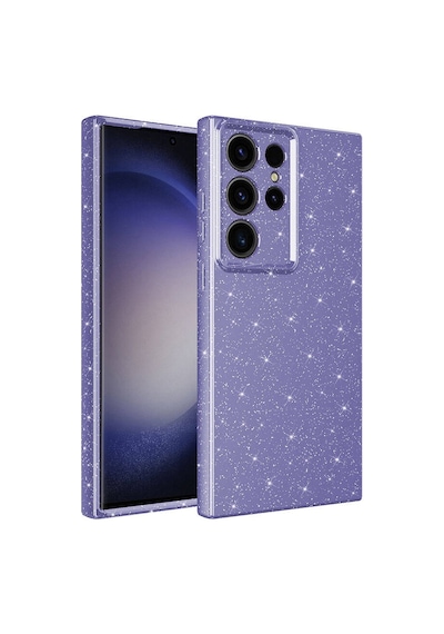 Kilifone - Samsung Uyumlu Galaxy S24 Ultra - Kılıf Simli Kamera Korumalı Koton Kapak - Mor
