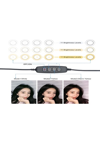 Smaylıng 10 İnç Led Ring Light Halka Işık + 2.1m Tripod Ayak + Telefon Tutucu + Bluetooth Kumanda 3 Mod 10 Kademe Işık