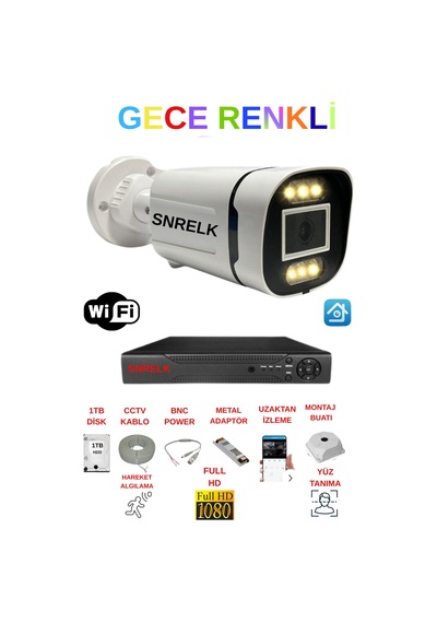 Snrelk Hama 1tb Dış Mekan Gece Renkli Yüz Tanımalı Güvenlik Kamerası