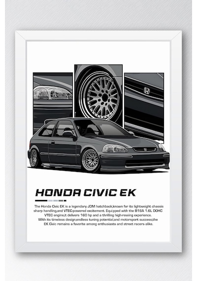 Civic Ek Çerçeveli Tablo - Honda Car Poster