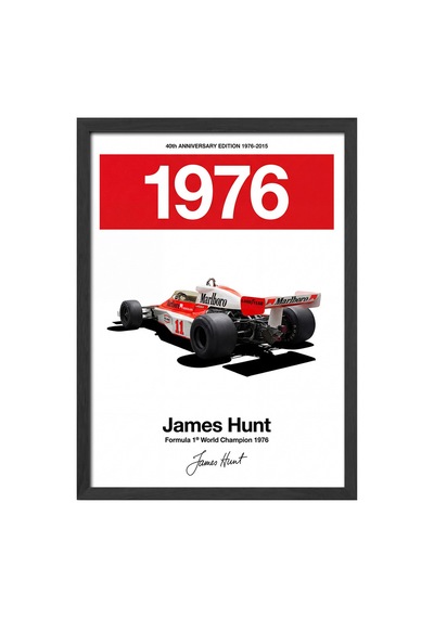 James Hunt 1976 Siyah Ahşap Çerçeveli Poster, Dekoratif Formula 1 Duvar Tablosu