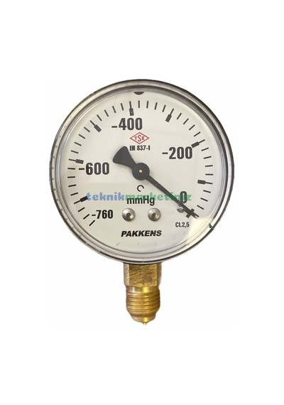63MM -760/0 MMhg ALTtan Çıkışlı G1/4" Kurutip VakuMMetre Pakkens