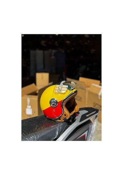 Nero Retro Motosiklet Kask - Ece Sertifikalı Kırmızı