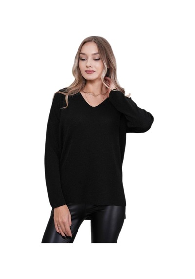 Lavella Kadın V Yaka Yaka Simli Kazak 12815 Bgl-st04225 Siyah