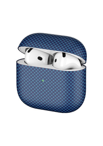 Apple Uyumlu AirPods 4 Airbag 43 600d Karbon Fiber Kulaklık Kılıfı Lacivert