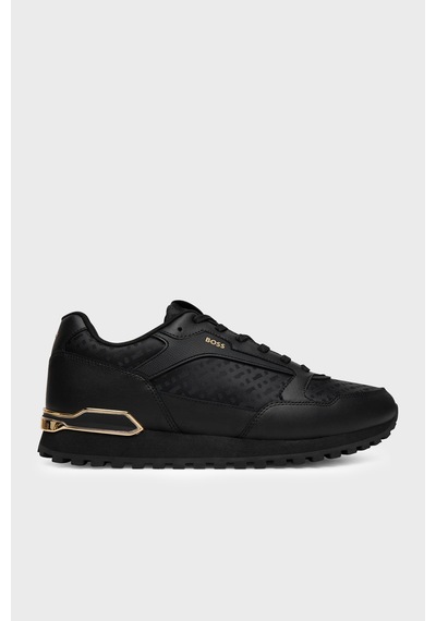Boss Logolu Deri Sneaker Ayakkabı Erkek Ayakkabı 50568574 007 Siyah