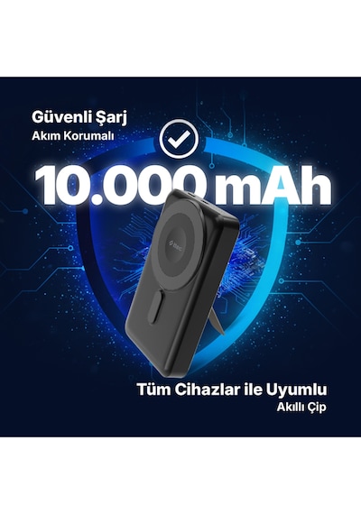 Ttec 2BB237S Recharger M 10.000 mAh Magsafe Uyumlu PD 20W Lightning Ve USB-C Dahili Kablolu Stantlı Powerbank