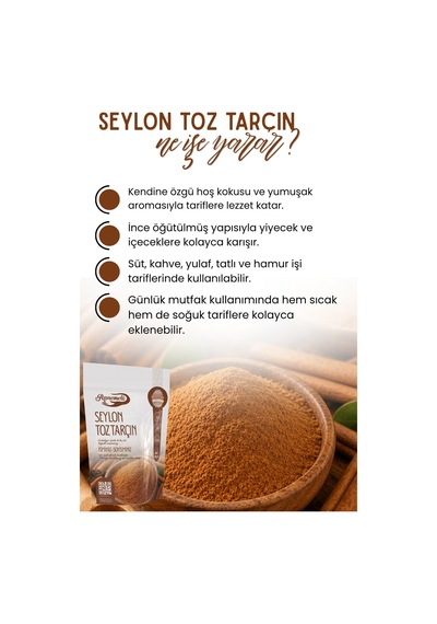 Seylon Toz Tarçın 100 Gr Gerçek Seylon Tarçını, İnce Öğütülmüş Cinnamomum Verum, Sri Lanka Menşeli