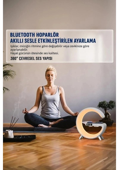 Özel Üretim Torima Masa Lambası Kablosuz Şarj Hoparlör G1 Siyah 3ın1 Uyandirma Ev Başucu