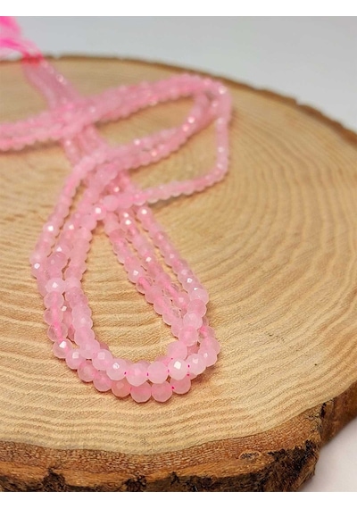 Yasam Tohumu Pembe Kuvars Taşı Dizi 3 MM 41245 Çok Renkli