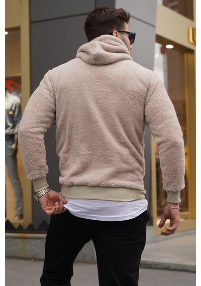 Madmext Kapşonlu Peluş Sweatshirt Camel 4390 Camel