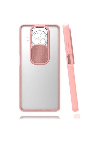 Kilifone - Xiaomi Uyumlu Redmi Note 9 Pro 5g - Kılıf Slayt Sürgülü Arkası Buzlu Lensi Kapak - Pembe Açık