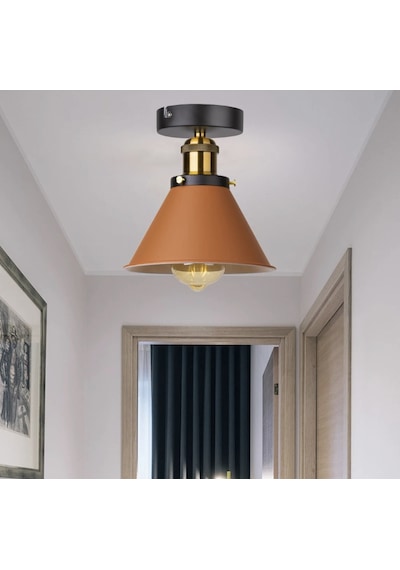 Rsylight Rys Retro Metal Tavan Plofyoner Turuncu Dekotatif Rustik Avize Çap:17 Cm Turuncu