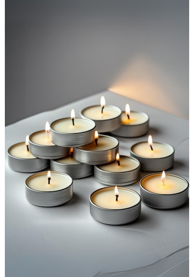 12'li Beyaz Tealight Mum Seti Dekoratif Ve Kullanışlı Tea Light Mumlar- Mum & Kandil
