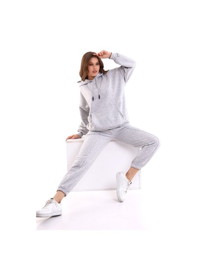 Winmoda34 Boyfriend Oversize Eşofman Takımı Kapüşonlu Gri