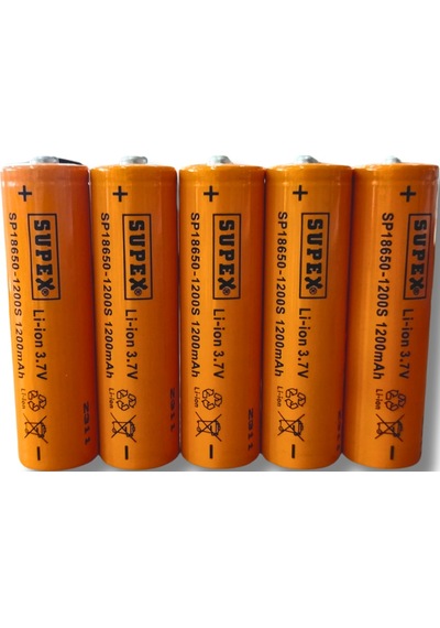 Sp-18650-1200 3.7v 1200mah Li-ion Pil Başlıklı 5'li