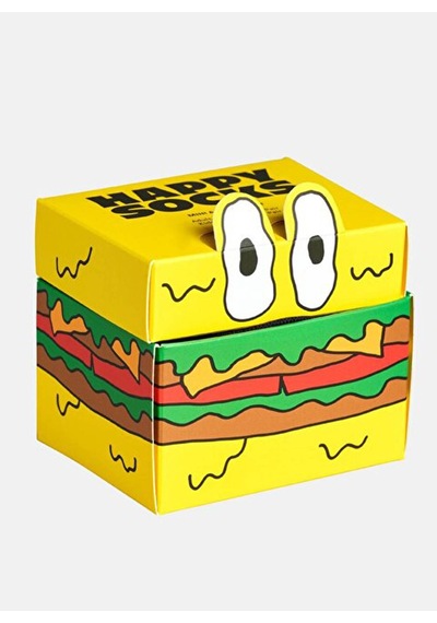 Happy Socks Siyah Erkek Desenli Çorap Mini & Me 2-pack Smelly Burger Sock