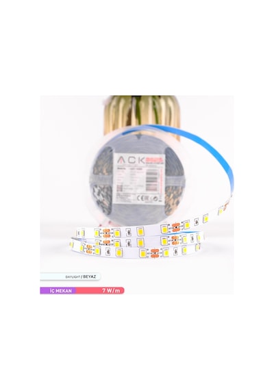 ACK Şerit LED 60 Led'li 6500K Beyaz Işık 7W 5 Metre AS01-008