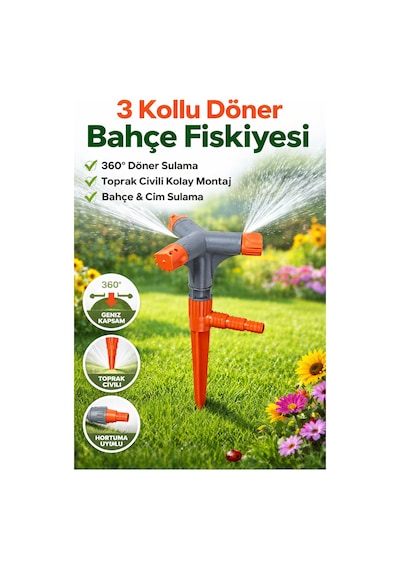 Dairesel Döner Fıskiye Kazıklı Bahçe Sulama Fıskiyesi Turbo Sprinkler Çim Bahçe Sulama Aparatı