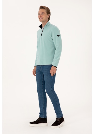 U.S. Polo Assn. Erkek Regular Fit Mint Polar Yarım Fermuarlı Basic Sweatshirt 50313777-VR090