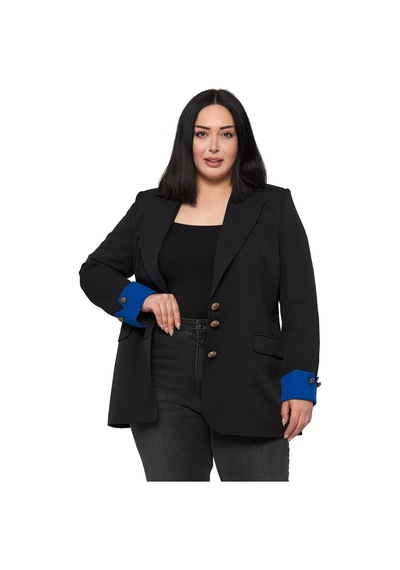 Disentis Büyük Beden Manşeti Kumaş Garnili Düğme Detaylı Astarlı Siyah Saks Mavi Blazer Ceket Siyah Saks Disentis Büyük Beden Manşeti Kumaş Garnili Düğme Detaylı Astarlı Siyah Saks Mavi Blazer Ceket Siyah Saks