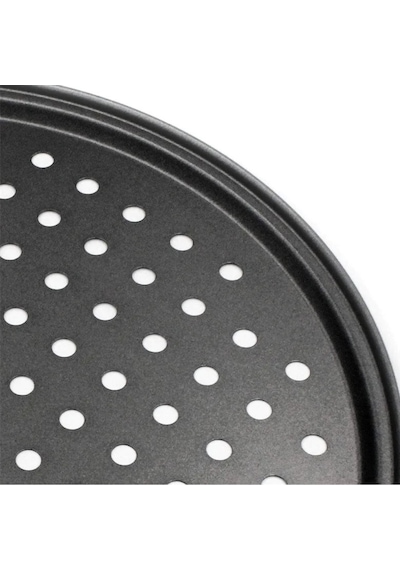 Teflon Delikli Pizza Tepsisi-tavası/ Lahmacun Pide Tepsisi 32 Cm Siyah