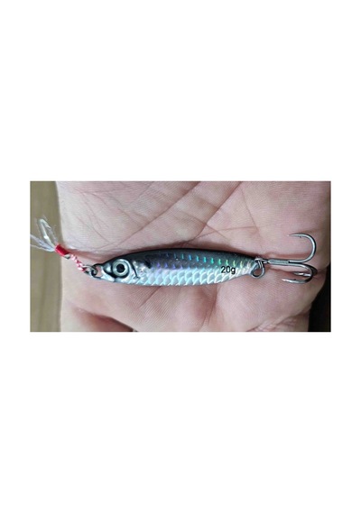 20 Gr Metal Jig Balık Avı Kaşığı Parlak Gümüş Renk Balık Desenli Işık Yansıtıcı Güçlü Iğneli Av