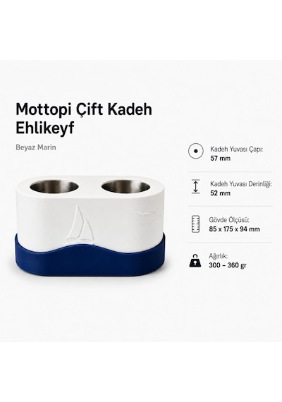 Mottopi Marin Çift Kadeh Ehlikeyf,termojelli Kadeh Soğutucu,paslanmaz Çelik,bardak Soğutucu,içecek Soğutucu
