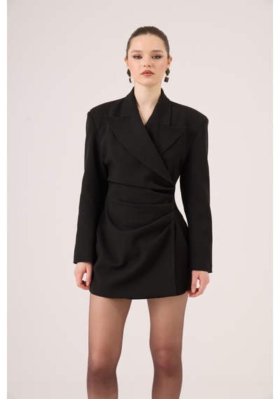 Holly Lolly Beli Drape Detaylı Heleni Blazer Ceket Siyah