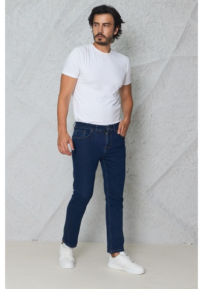 Blayn Jeans Erkek Lacivert Kot Pantolon Urban Fit Denim Esnek Rahat Kalıp Günlük Jean Pantolon Koyu Lacivert