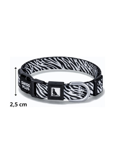 Swissplus Urban Paws Zebra Noir Recycled Köpek Tasması - 25 Mm Beyaz - Siyah