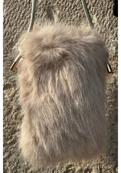 Mollycrush Kadın Askılı Peluş Krem Çanta Kürk Postacı Model Krem
