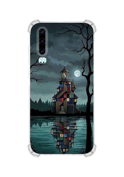 Printify Huawei P30 İle Uyumlu Simya Serisi Gölge Ve Cam Tasarımlı Uv Baskılı Köşe Korumalı Antişok Kılıf Şeffaf