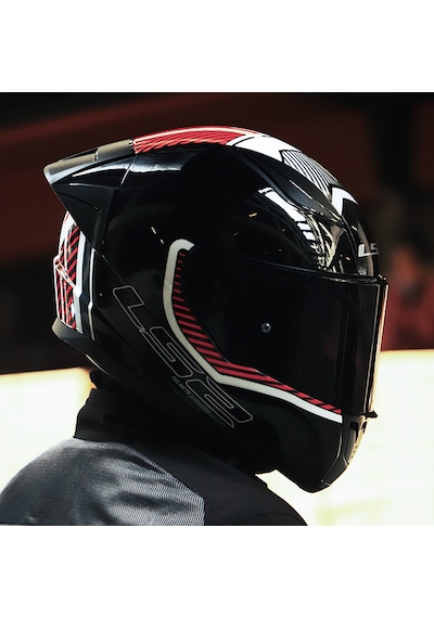 Siyah Cam + Ls2 Rapid 2 Race Extra Kask Beyaz - Kırmızı