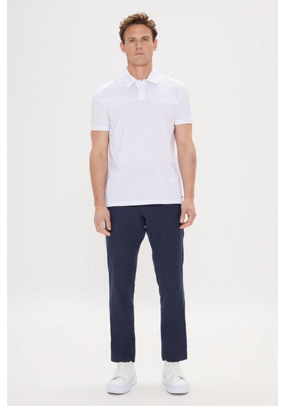 Ac&co Erkek Beyaz Slim Fit Dar Kesim %100 Pamuk Polo Yaka Tişört