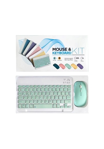Kyb71 Kablosuz Türkçe Q Klavye Mouse Set - Açık Yeşil Diğer