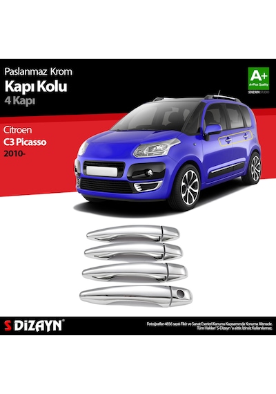 S-Dizayn Citroen C3 Picasso Krom Kapı Kolu 4 Kapı 2010 Üzeri