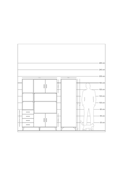 Kronos Dolap 8 Raflı 4 Çekmeceli 4 Kapaklı 132x59x195 Çam-çam... Çam