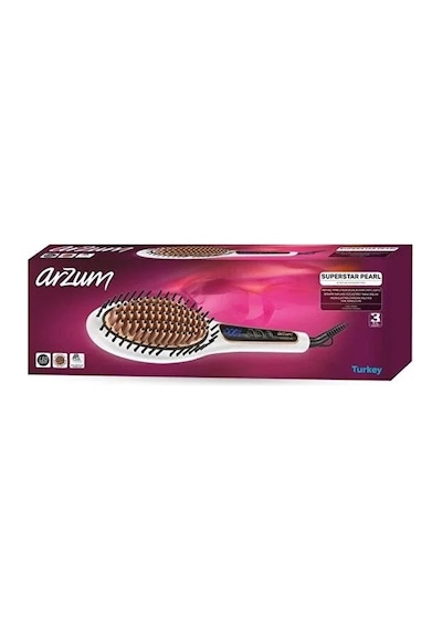 Arzum AR5036 Superstar Turmalin İyon Saç Düzleştirici Fırça, Otomatik Kapanma, Siyah